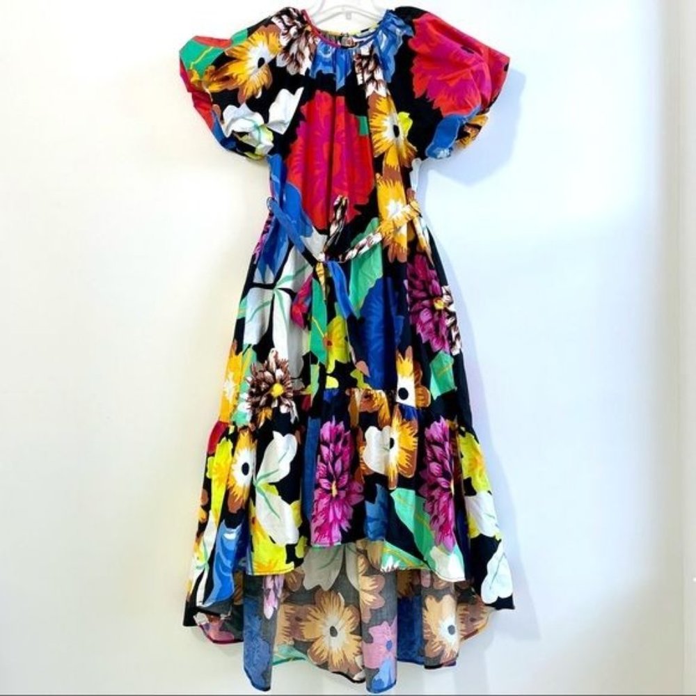 Christopher John Rogers Woman Floral High Low Dress Small Puff Sleeve Bright New - Picture 4 of 11